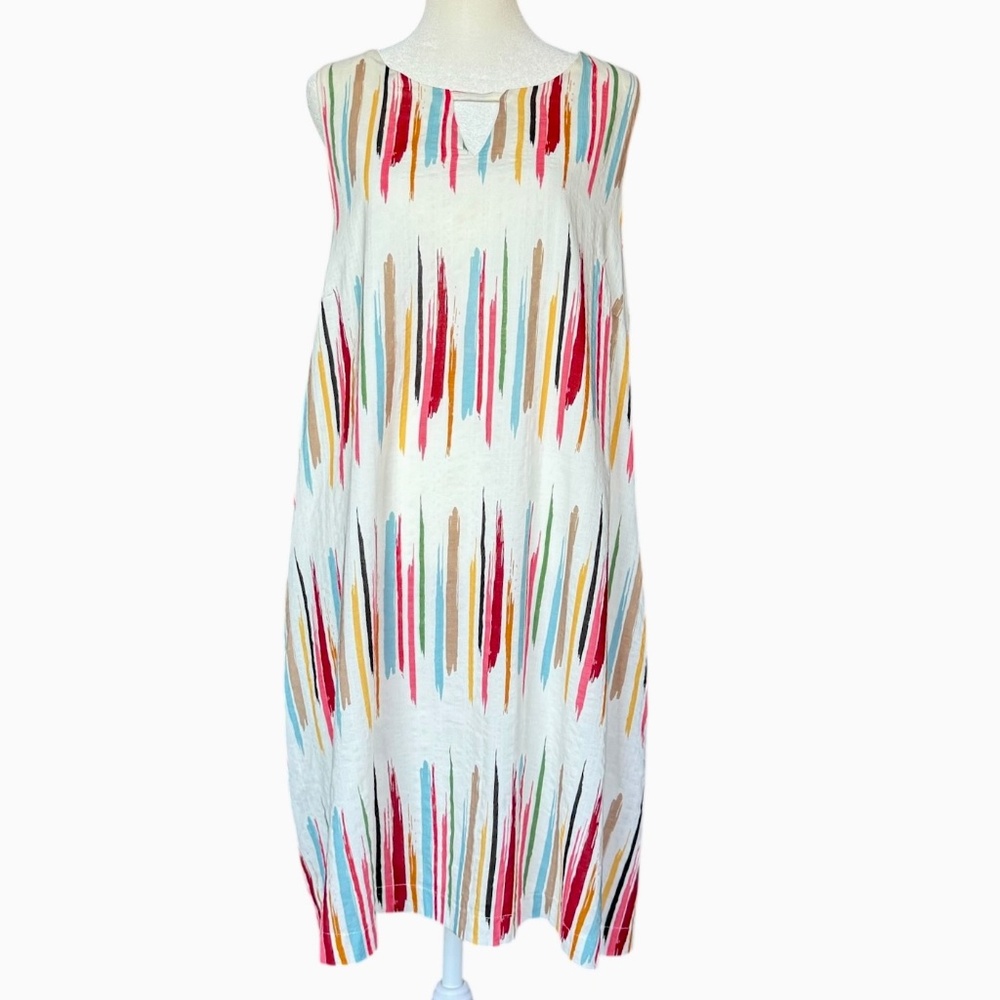 Louche Abstract Brush 100% Cotton Sleeveless‎ Dress Sz 10 - Picture 2 of 8